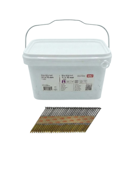 Seau de clous bande 34° Annelés - Acier - 3,1 x 70mm