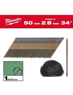 Clous de charpente 34° annelés 2.8x50 à 90 mm - MILWAUKEE - 4932492599