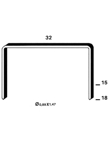 Agrafe carton type U - 32 x 18mm