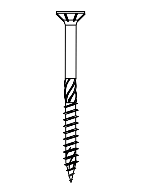 Vis bois AR+ tête fraisée Torx - Filetage partiel -  3,0x40mm à 6,0x200mm