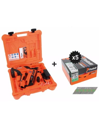 Cloueur Paslode à gaz IM90Xi avec batterie et chargeur + 5 packs 2,8 x 70mm crantés - SPIT - 054696