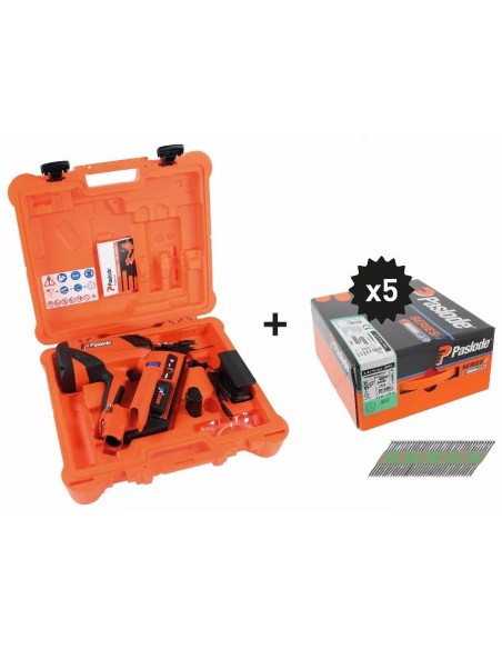 Cloueur Paslode à gaz IM90Xi avec batterie et chargeur + 5 packs 2,8 x 70mm crantés - SPIT - 054696