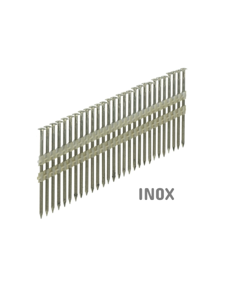 Clous bande 34° Annelés - INOX - 2,8 / 3,1 x 50 à 90mm